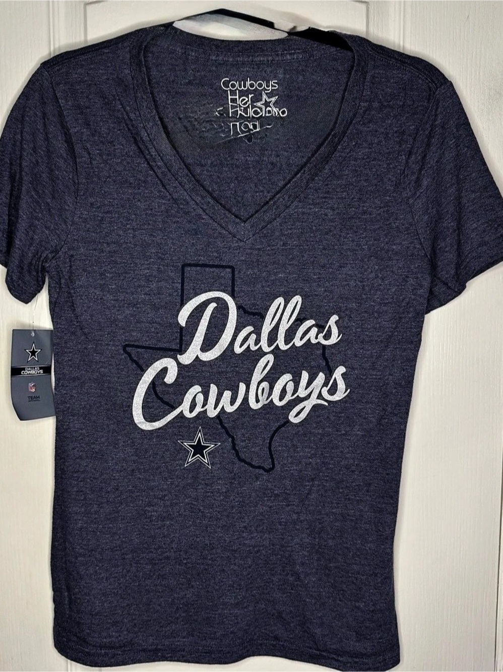Cowboys Her Style Dallas Cowboys Her Style Women's V-Neck T-Shirt Blue